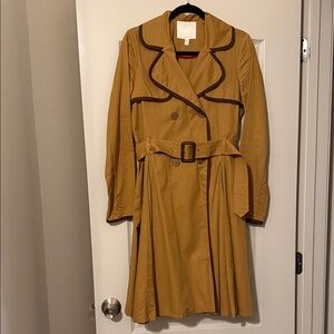 Anthropologie Tan Trench Coat with Brown Trim